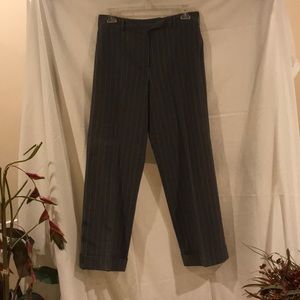 Gray pink pinstripe trousers by Larry Levine